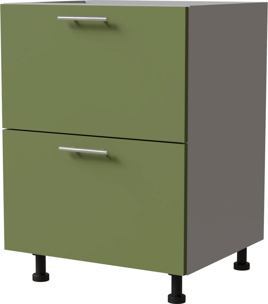 Schubladenunterschrank BRERRA 60x82cm lackiert Ausführung wählbar BR-D2 - 60,RAL 6025 farngrün Matt,grau,REJS Comfort Box (Vollauszug)