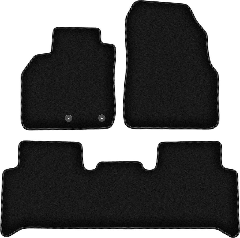 Wielganizator Velours-Autoteppiche – passend für Renault Scenic II (Minivan, Bj. 2003-2009) – schwarz, passgenau, mit Befestigungen set 3 Stk.