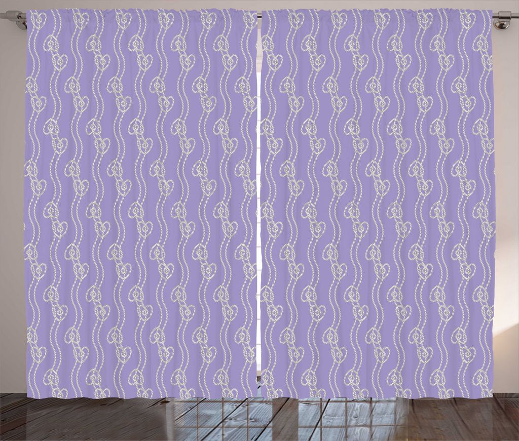 ABAKUHAUS Abstrakt Rustikaler Vorhang, Heart Shaped Seil gebunden, Wohnzimmer Universalband Gardinen mit Schlaufen und Haken, 280 x 225 cm, Lavende...