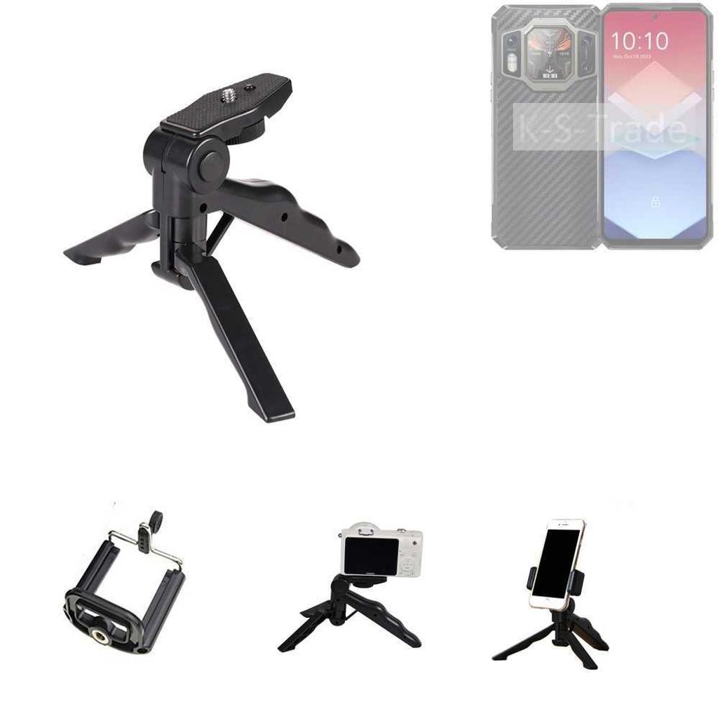 K-S-Trade Stativ Tisch-Ständer Dreibein Handy-Stativ Ständer kompatibel mit Oukitel WP30 Pro Mini-Stativ Smartphone Tripod Handy-Stativ aus Plastik