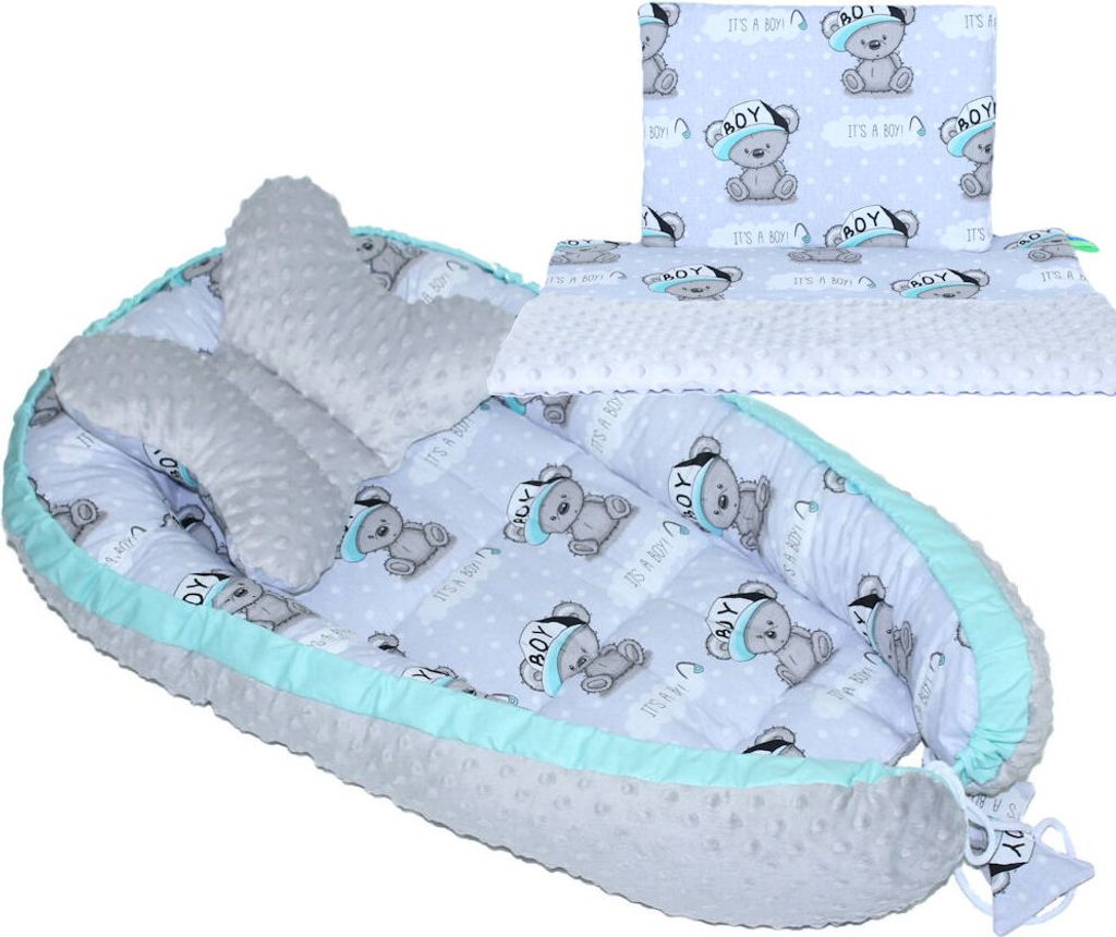 Baby MINKY Nestchen Kokon Kuschelnest Reisebett 2-seitig Kissen Decke Schmetterlingkissen - 4T- 13