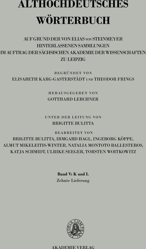 Band V: K-L, 10. Lieferung (lebenkla bis fir-leiten)