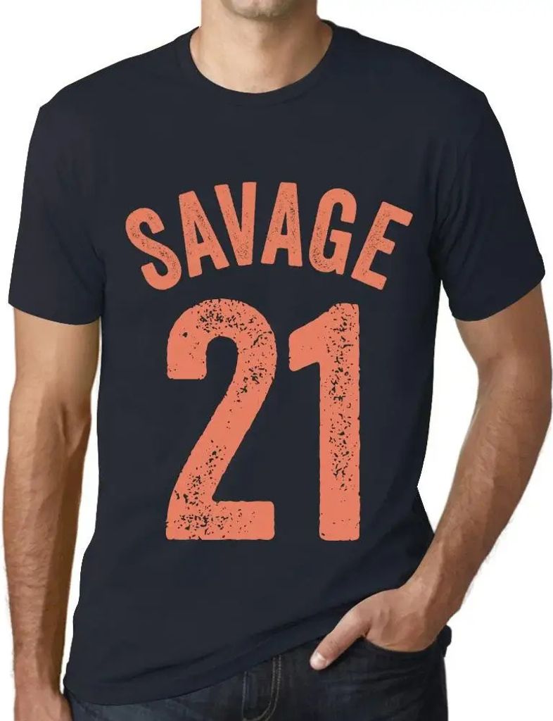 Herren Grafik T-Shirt Savage 21 Geschenk 21. Geburtstag Jahrestag 21 Jahre Jubiläum 21 Jährige Mann Jahrgang 2003 Kurzarm Lustige Druck
