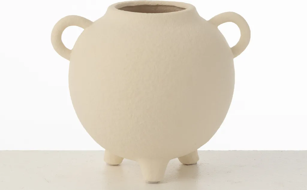 Vase Pichet en Céramique Beige Aspect Pierre - Déco de Table Naturelle