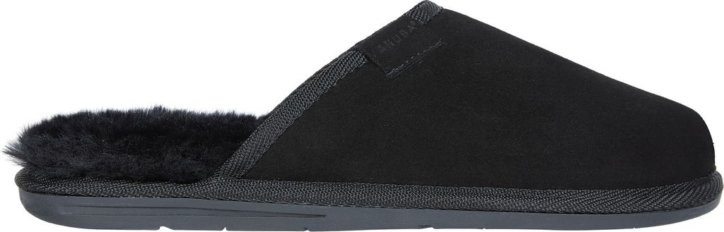 Vanuba - Herren Hausschuhe Soay Moderne Pantoffeln Echtleder Lammfell Natur Wolle M008 Schwarz, Größe 41 EU