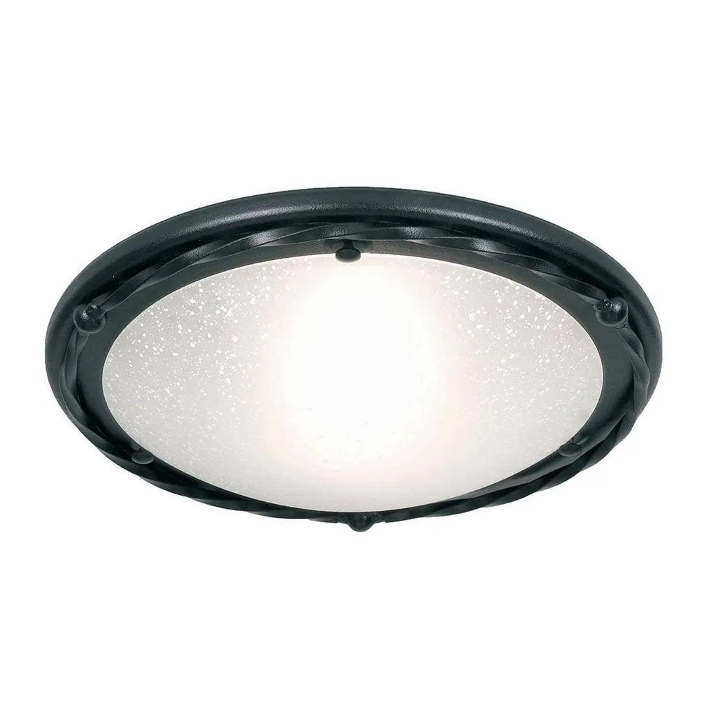 Plafonnier fin Pembroke pour plafond bas noir et blanc 30cm Elstead