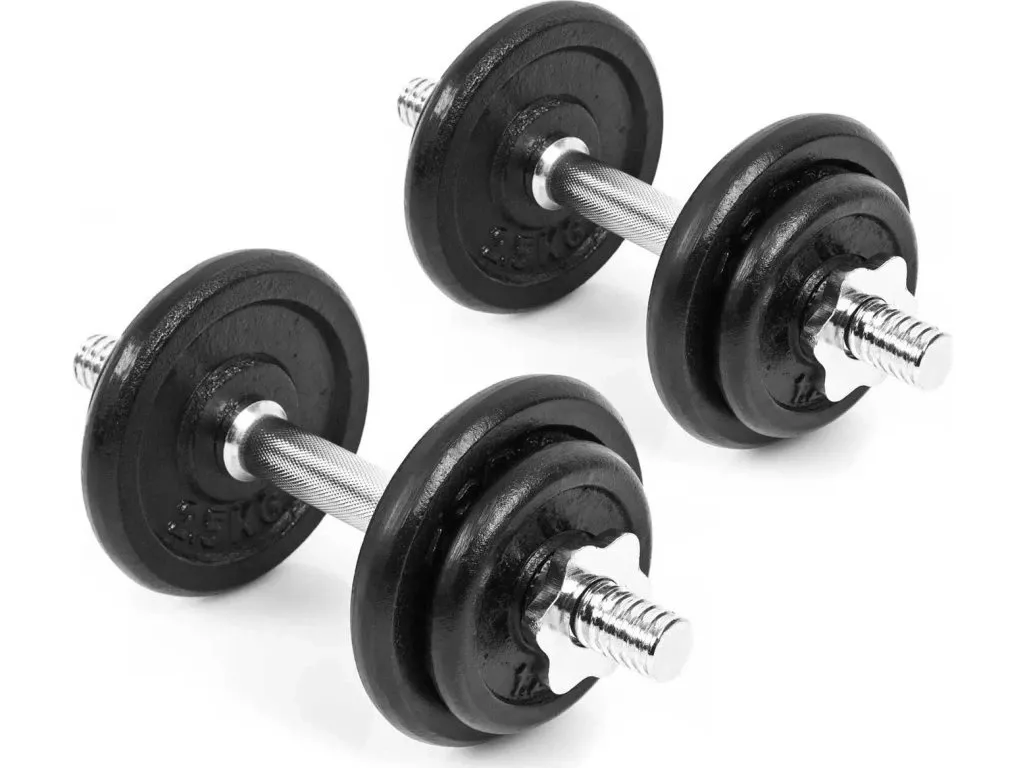 Haltères 10 kg Sedco chrome et acier avec poignée antidérapante kit