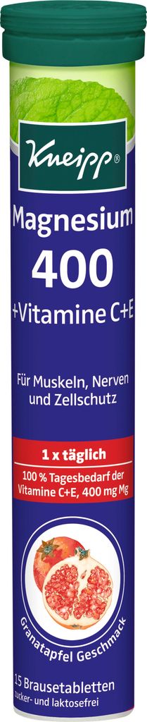 Kneipp | Magnesium 400 + Vitamin C + E | 15 Brausetabletten