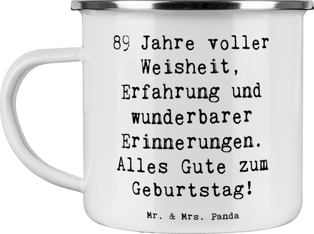 Mr. & Mrs. Panda Pott Spruch 89. Geburtstag - Weiß - Geschenk, becher emaille, Kaffeepott, liebevolle Geburtstagsgrüße, Teetasse, Geburtstagsges...