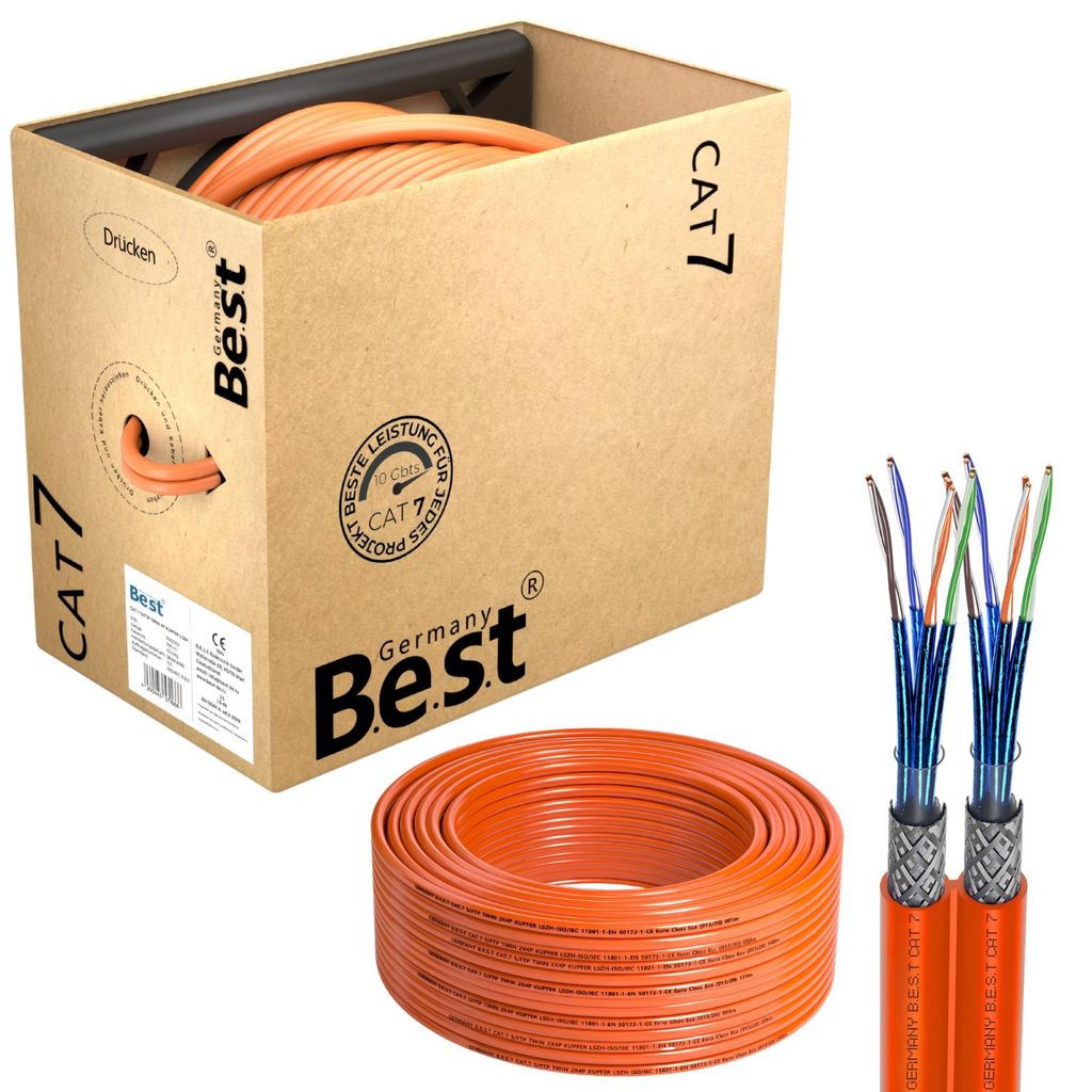 B.E.S.T. CAT 7 Netzwerkkabel 100 m Duplex S/FTP 10 Gbit/s Produktbild 