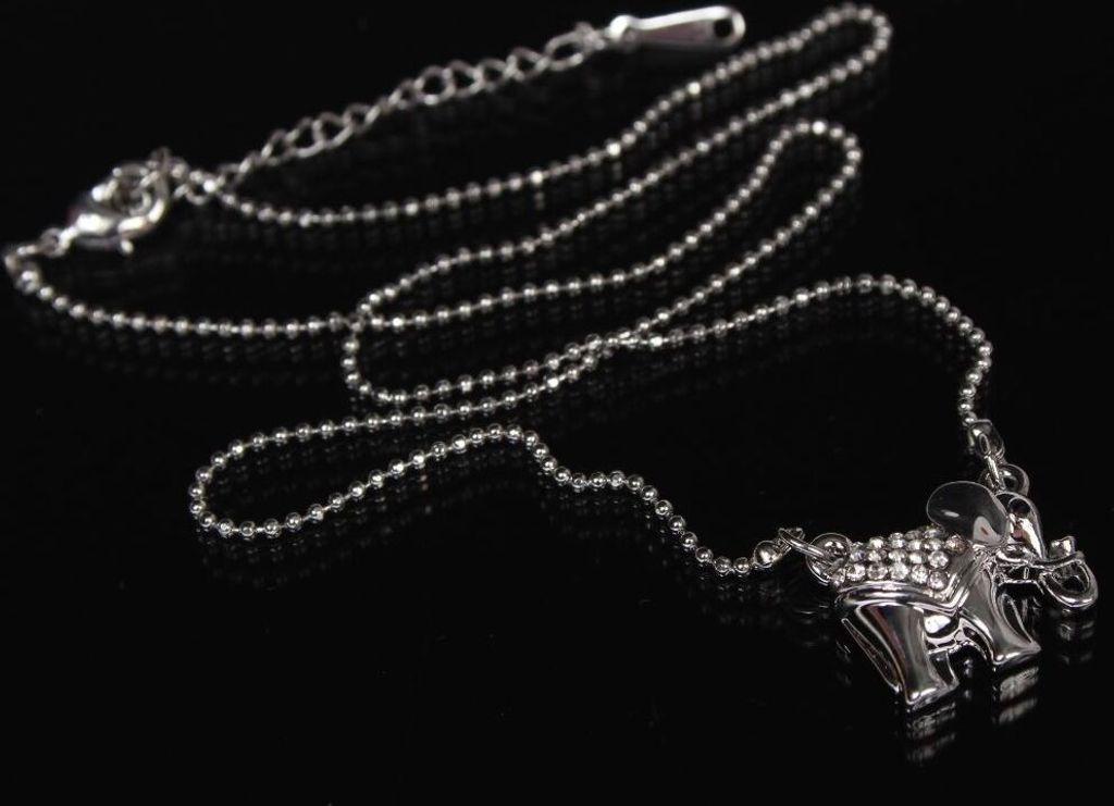 Halskette mit Elefant Anhänger Kette Strass Produktbild 