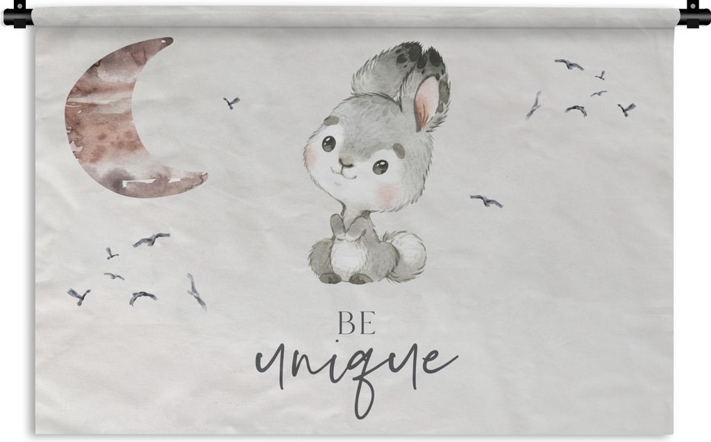 MuchoWow Wandteppich Wandbehang Zitate - Kinder - Einzigartig sein - Jungen - Mädchen - Aquarellieren 60x40 cm Tapisserie Dekoration Wandtuch - ...