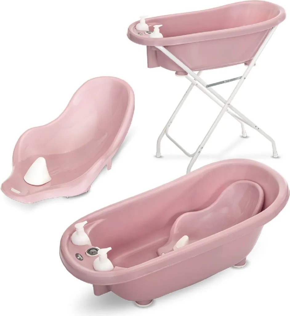 Set de Bain Bébé Complet Rose 88 cm : Baignoire, Siège et Pieds Lorelli