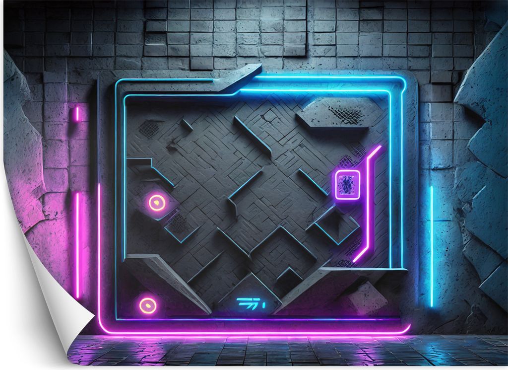 Vlies fototapete Neon Futuristische Abstraktion 150x105 cm Feeby Lila inkl. Kleber einfache Montage