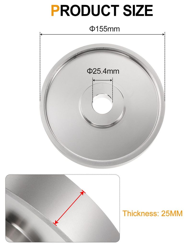 Diamant-Schleifscheibe 6 Zoll x 1 Zoll Bohrung K?rnung: 1800 Schleifscheiben fš¹r Steine, Marmor, Glas, Keramik, Kristall, Karbid, Stahl