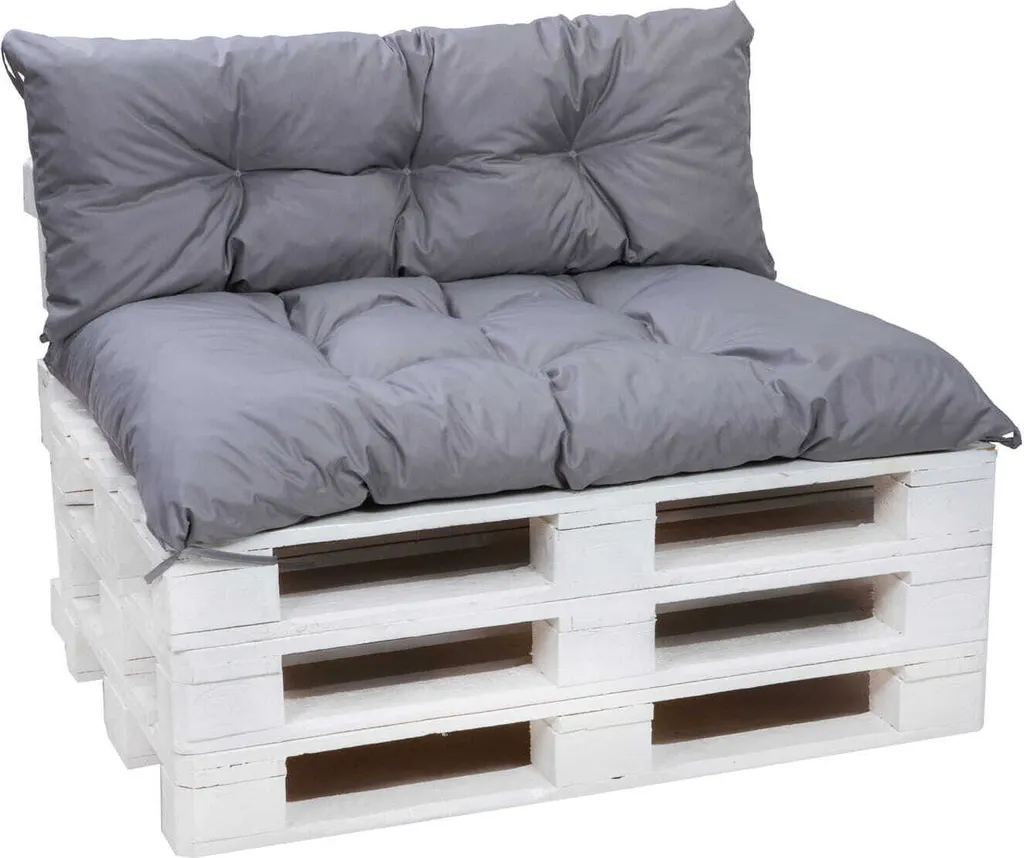 Coussins de jardin gris pour banquette palette 120x80 cm salon d'été DIY