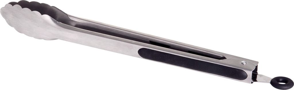 Grillzange - L: 31cm - rostfreier Edelstahl - gummierter Griff - Hängeöse - Verriegelung
