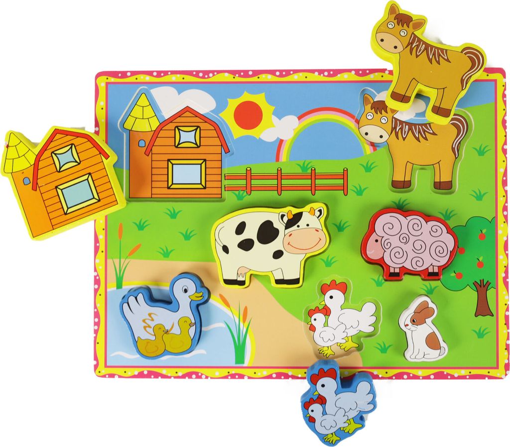 Das hölzerne Babypuzzle – Ein Bauernhof