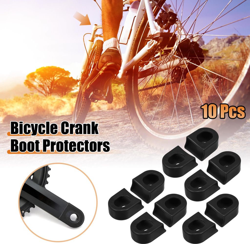 10 Stück Silikon-Kurbelschutzhüllen für Fahrräder, Mountainbikes, Kurbelarmschutz, Schwarz