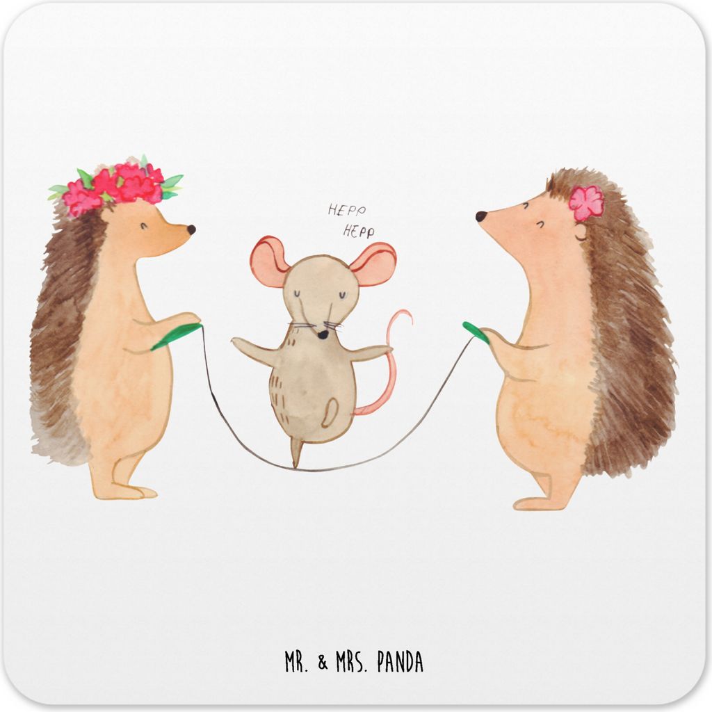 Mr. & Mrs. Panda Untersetzer für Gläser Igel Seilhüpfen 15er Set - Weiß - Geschenk, Glas-Untersetzer, Getränkeuntersetzer, Maus, Coaster, Kuns...