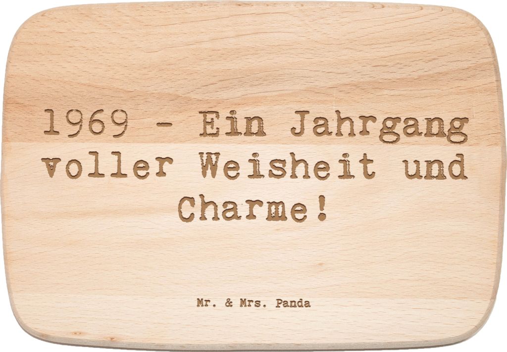 Mr. & Mrs. Panda Holzschneidebrett Spruch 1969 Geburtstag - Transparent - Geschenk, besondere Geburtstagsgeschenke, Frühstücksbrettchen, Geburtst...