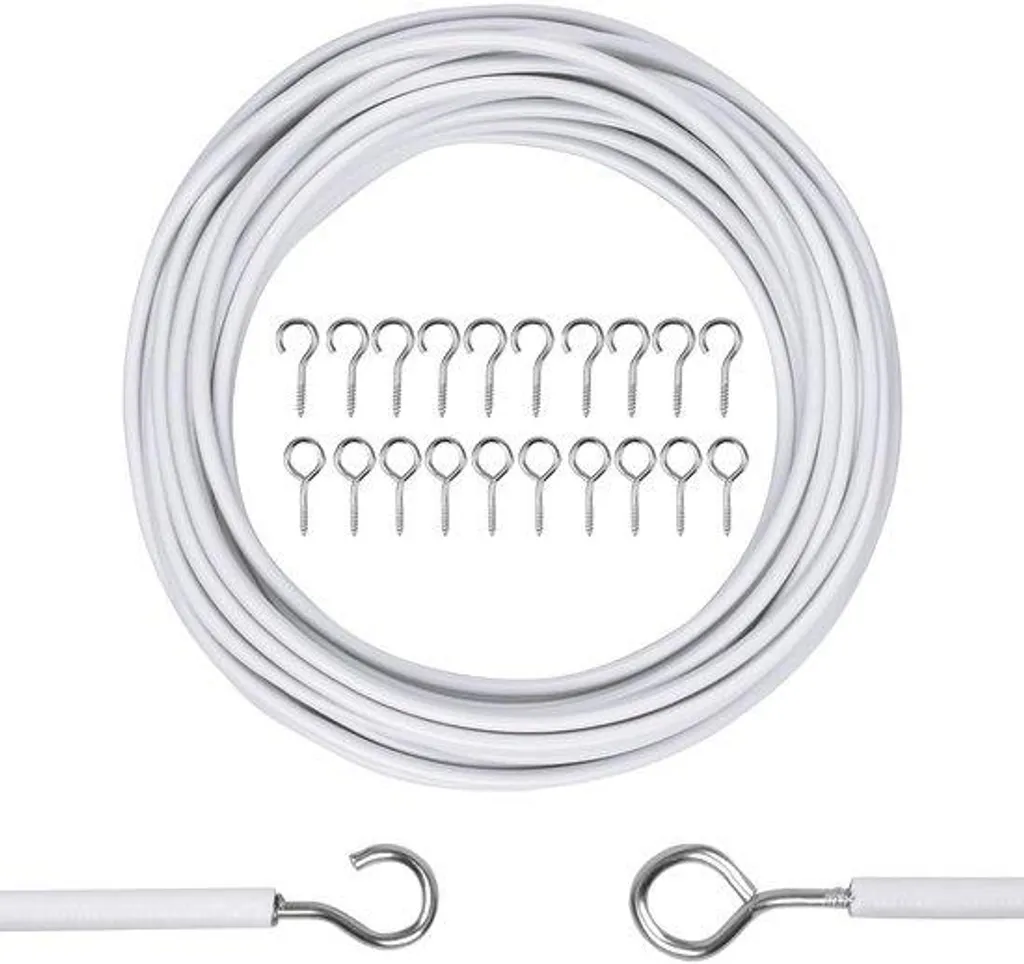 Tringle à rideaux extensible de 10 m en acier blanc robuste Modèle XL