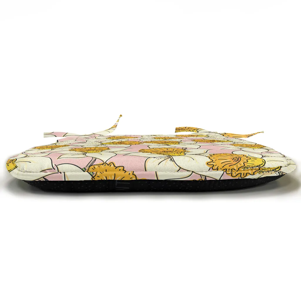 Set 12 Cuscini Sedie Cucina 40x40 Impermeabili ABAKUHAUS Fiore Giallo - 6