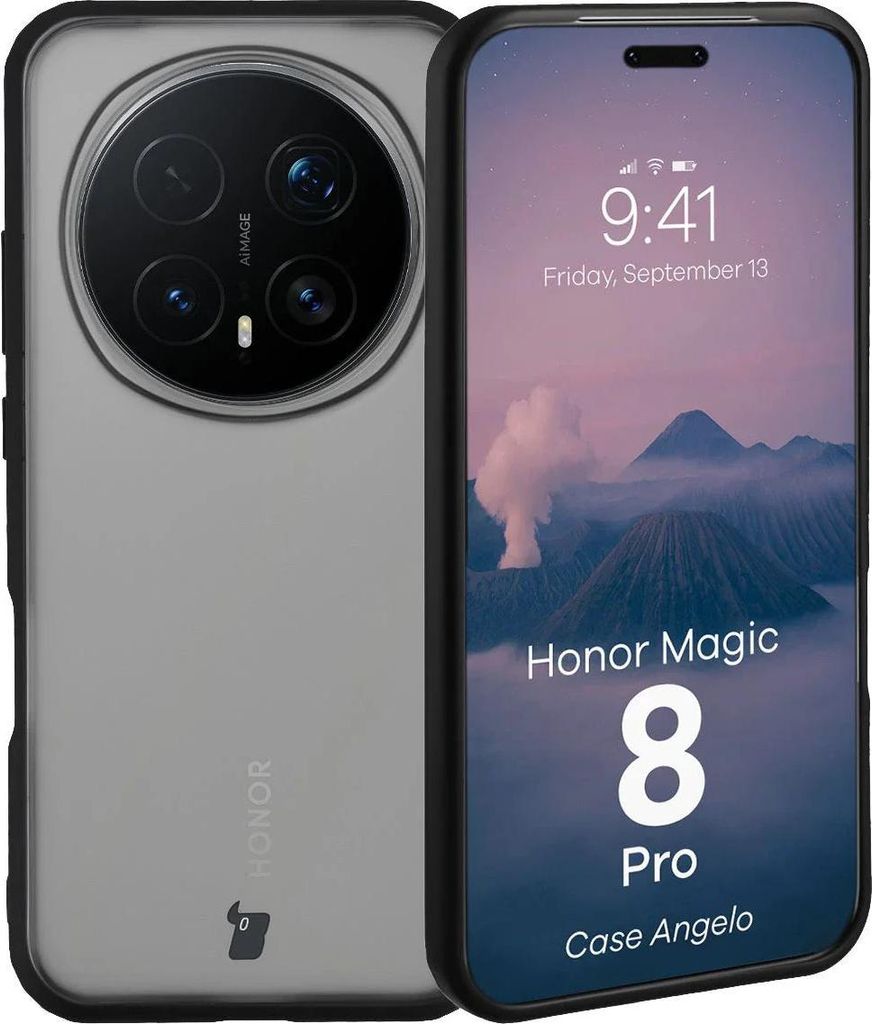Handyhülle für Honor Magic8 Pro, Bizon Case Angelo, Getönte mit schwarzem Rahmen