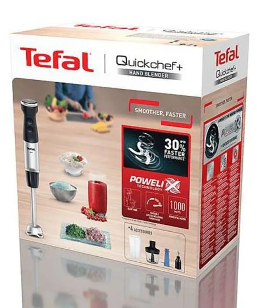 Tefal Quickchef+ HB65LD38 Mixer Plongeant 1000W 4-en-1 avec Accessoires