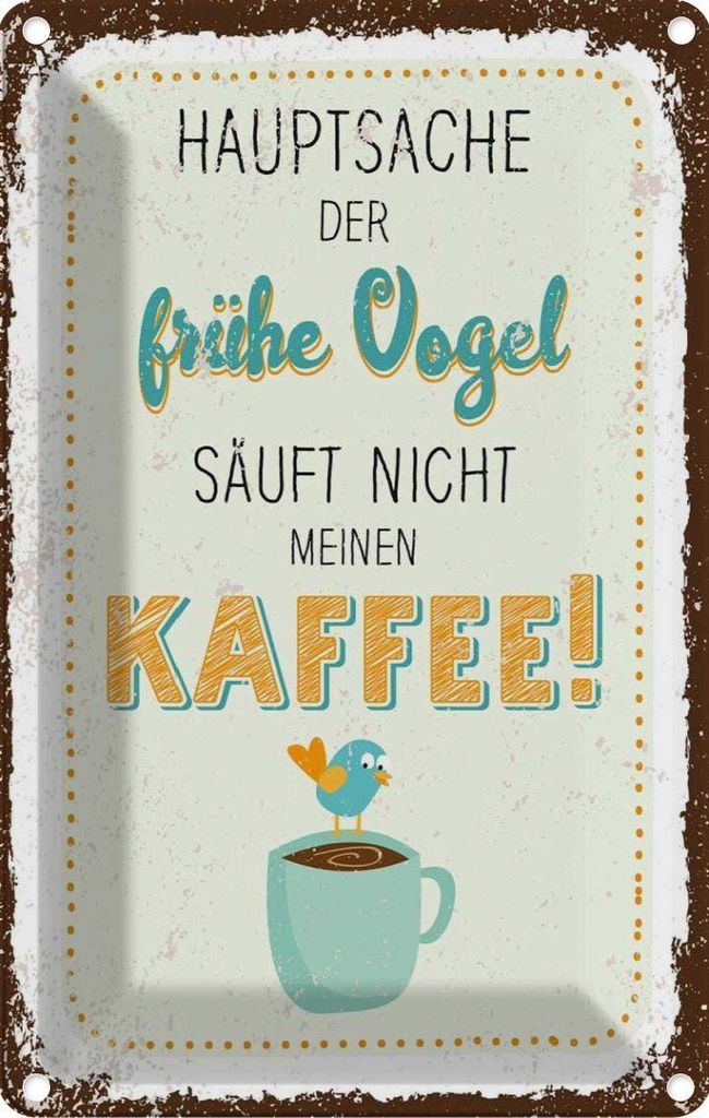 vianmo Blechschild 18x12 cm Kaffee der frühe Vogel säuft Produktbild 