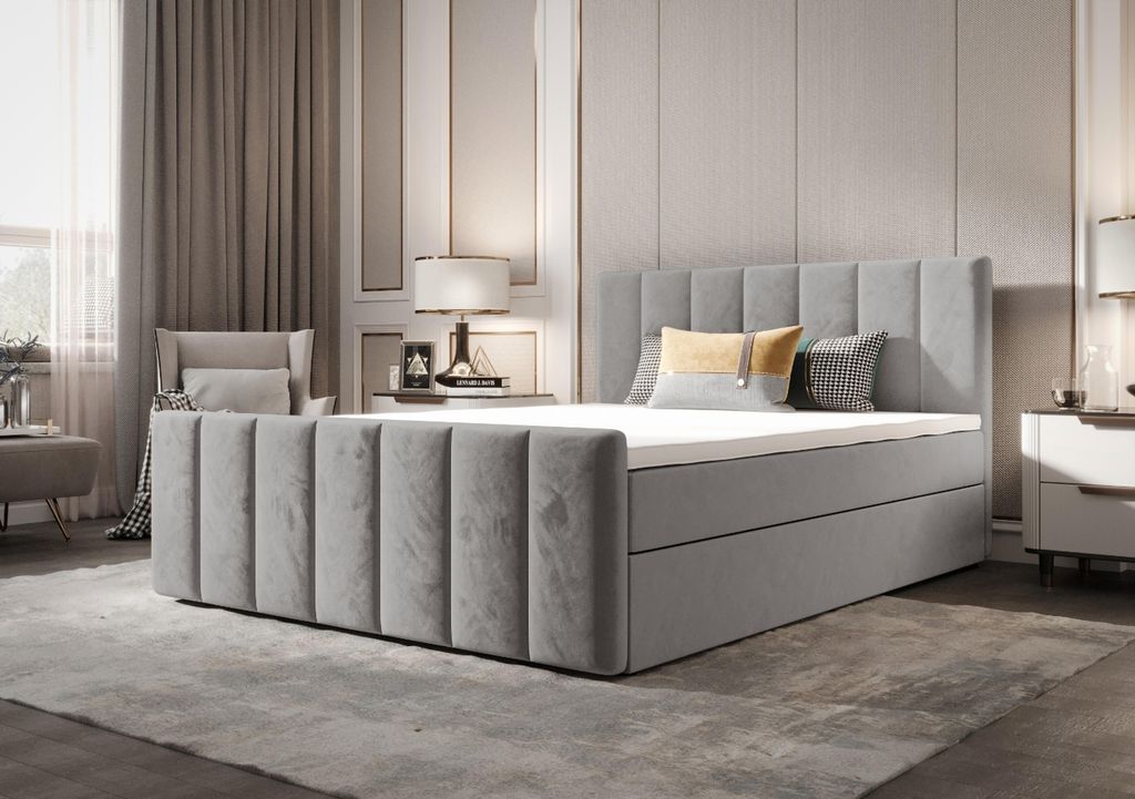 B&B Home Boxspringbett AdelleIV 140x200 cm – mit Bettkasten
