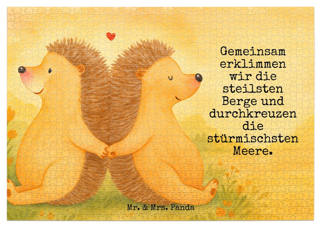 Mr. & Mrs. Panda Puzzle Igel händchenhaltend Design 1500 Teile - Weiß - Geschenk, Ehe, Freundin, Verknallt, 500, Liebe, Puzzlespiel, 2000, Geduld...