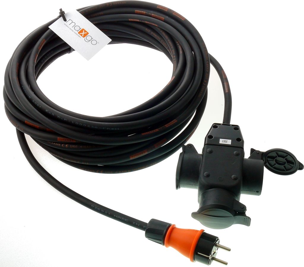 Schutzkontakt Verlängerungskabel Schukostecker auf 3-fach Kupplung H07RN-F TITANEX 3G2,5 230V IP44 5-50m, Länge:25m