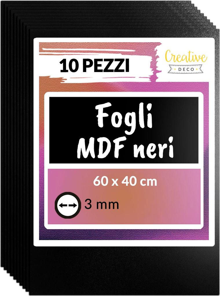 Creative Deco 10 x MDF Pannelli in Legno, Pannelli Neri | Immagine del prodotto 