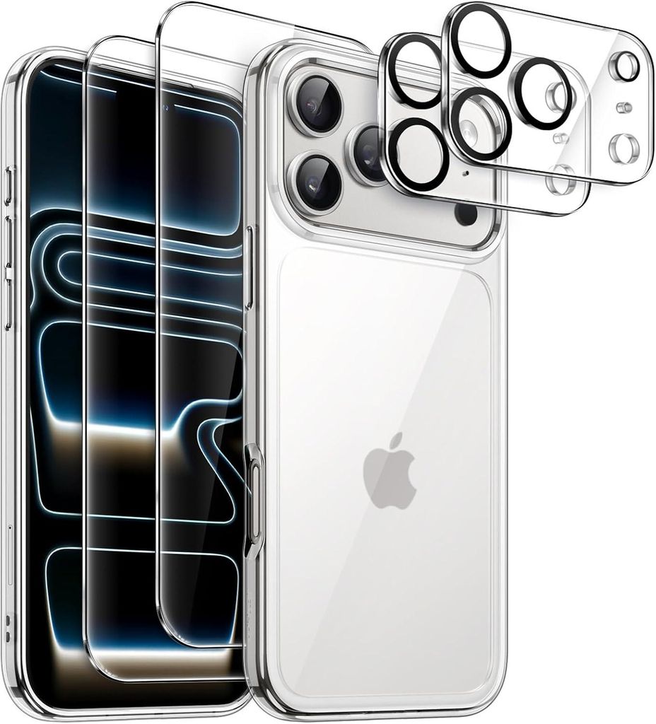 CLM-Tech 4er Set Schutzfolie kompatibel mit iPhone 17 PRO - Produktbild 