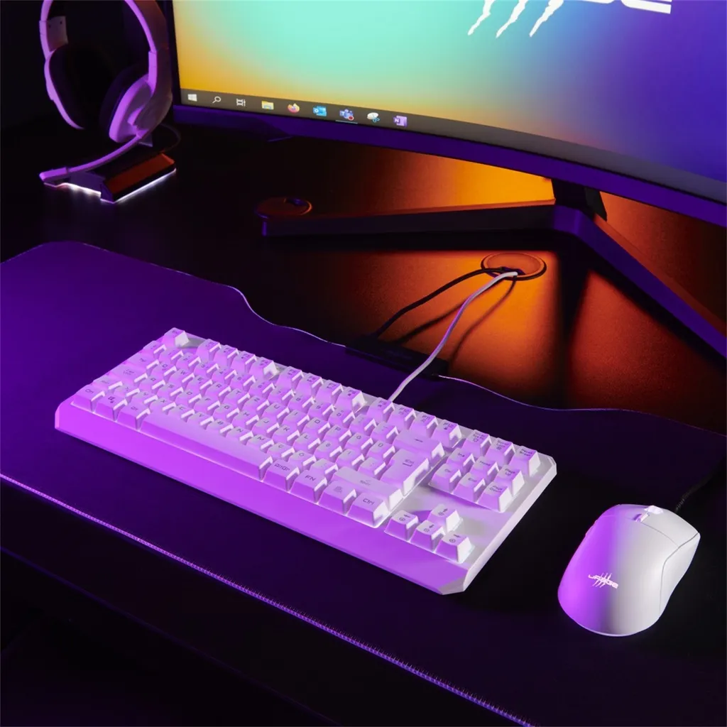 Clavier Gamer Compact Blanc Hama Exodus 220 TKL - Idéal pour petit bureau