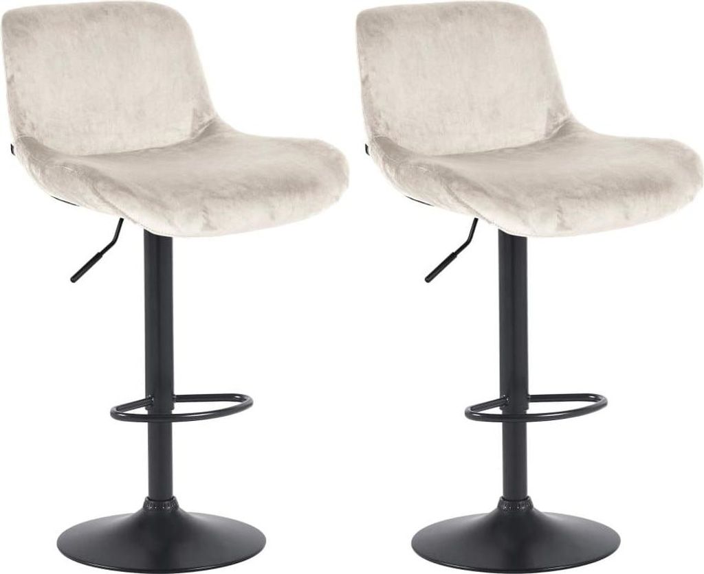 2-teiliges Barhocker-Set Schwarz - Barhocker - Verstellbarer Komfort | Farbe: Creme | Material: Weich