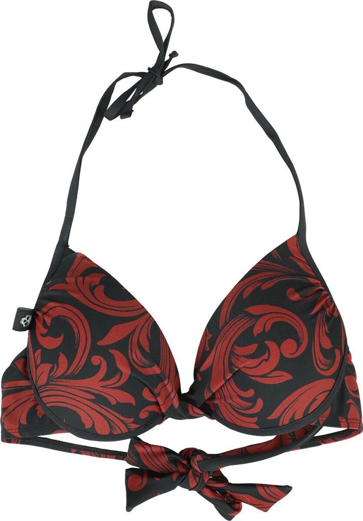 Black Premium by EMP Damen schwarz/rotes Bikini Oberteil mit Neckholder L