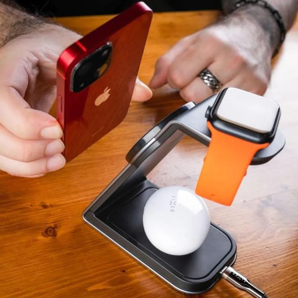 FIXED MagPowerstation ALU Stand 3 in 1: Ricarica Wireless iPhone Apple Watch - 8