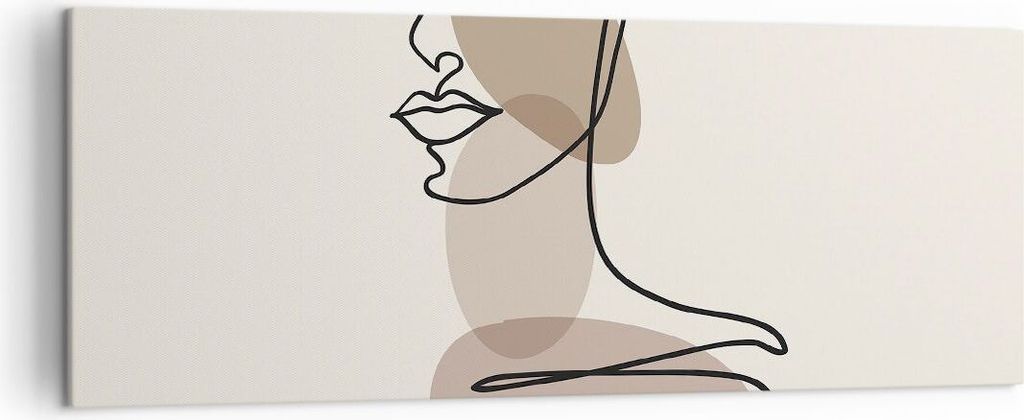 Bild auf Leinwand - Leinwandbild - Einteilig - Zeichnung einzeilig Frau - 140x50cm - Wand Bild - Wanddeko - Wandbilder - Leinwanddruck - Bilder - W...