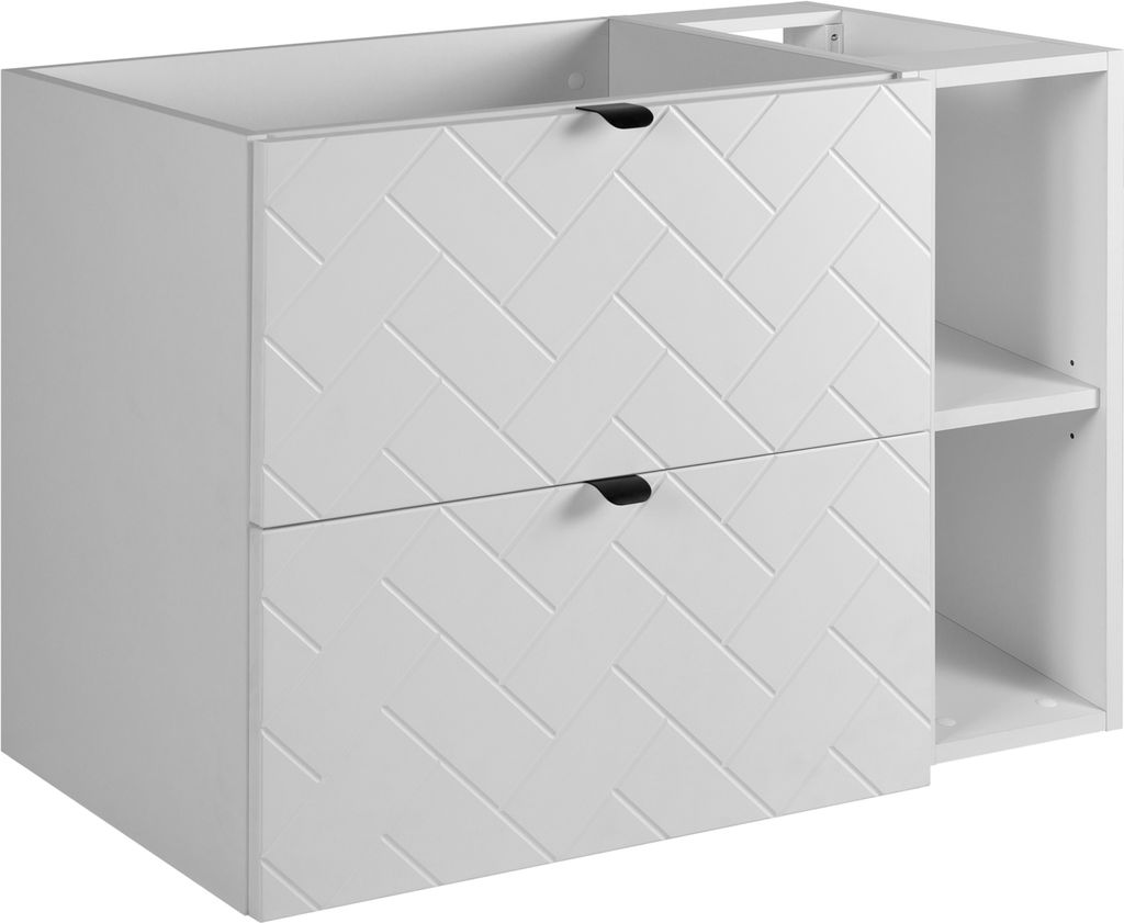 Badezimmerschrank, Weiß mit schwarzer Griff, 80 x 57 x 46 cm