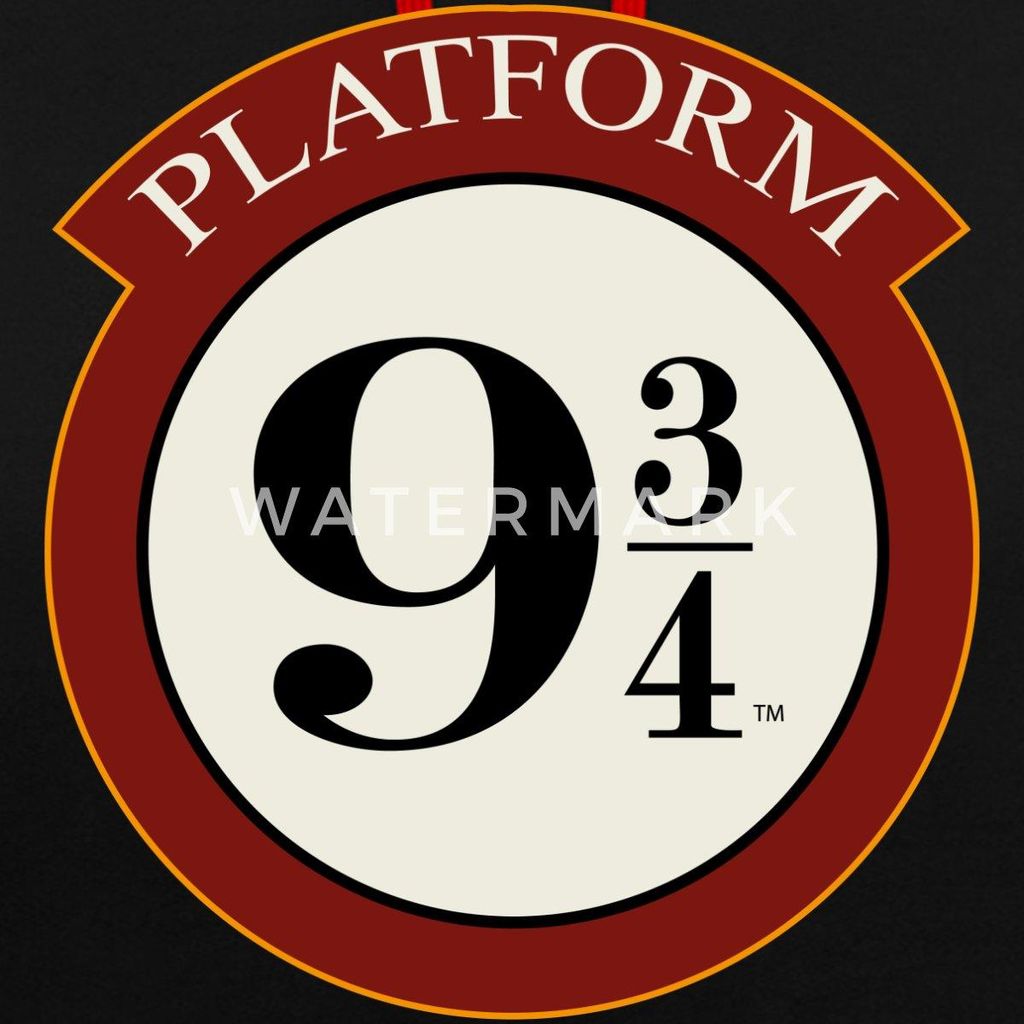 Spreadshirt Harry Potter Platform 9 3/4 Uni Kontrast Hoodie, L, Schwarz/Rot