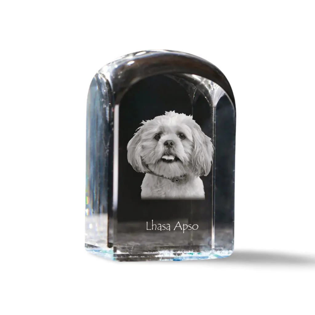 Lhasa Apso Cubo di Cristallo con Foto Art-Dog - Regalo Memoria Cane