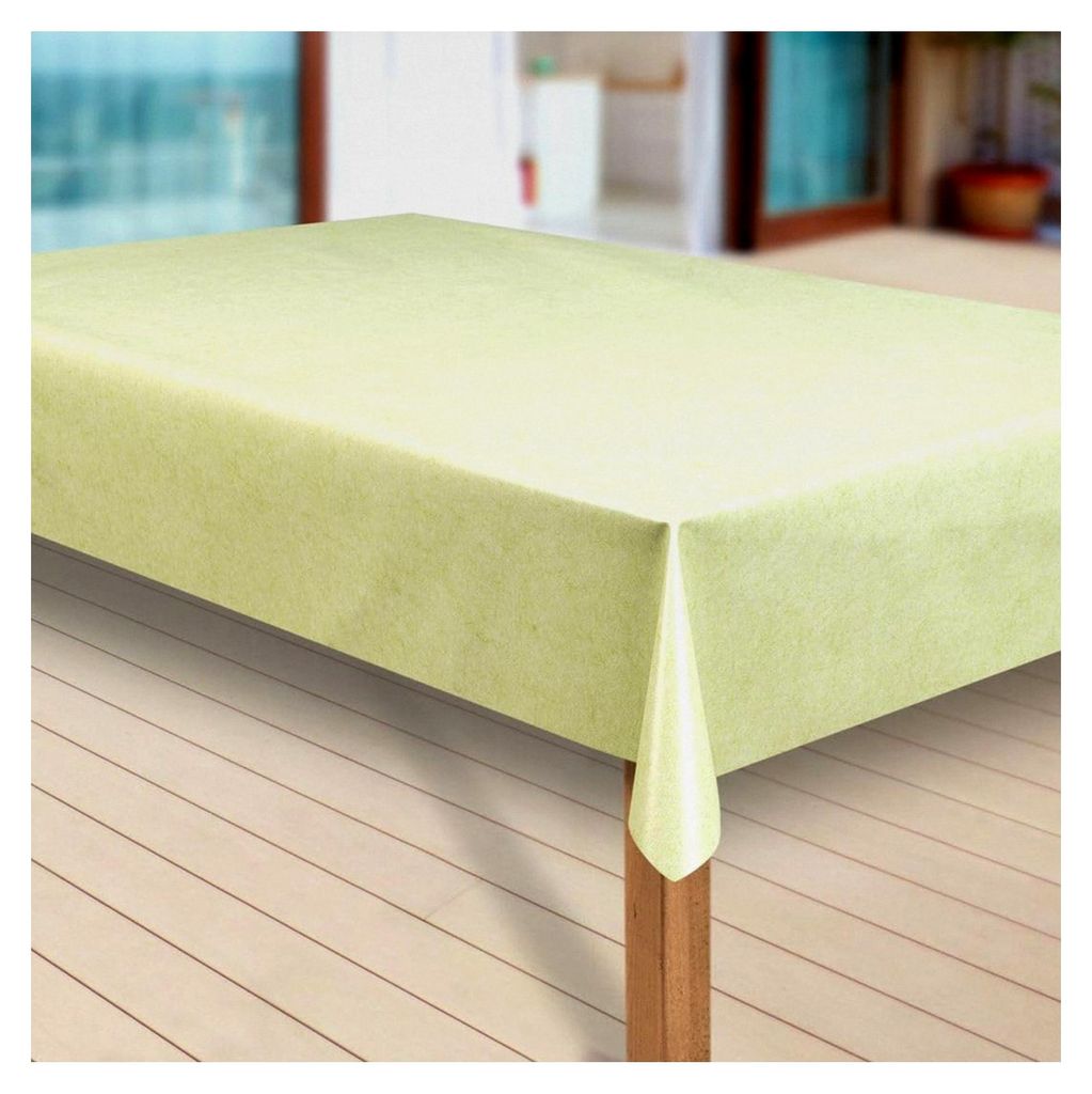 Wachstuch-Tischdecke Abwaschbar Garten-Tischdecke PVC Plastik-Tischdecken Eckig Meterware Wasserabweisend, Muster: Uni grün meliert, Größe: 100x130