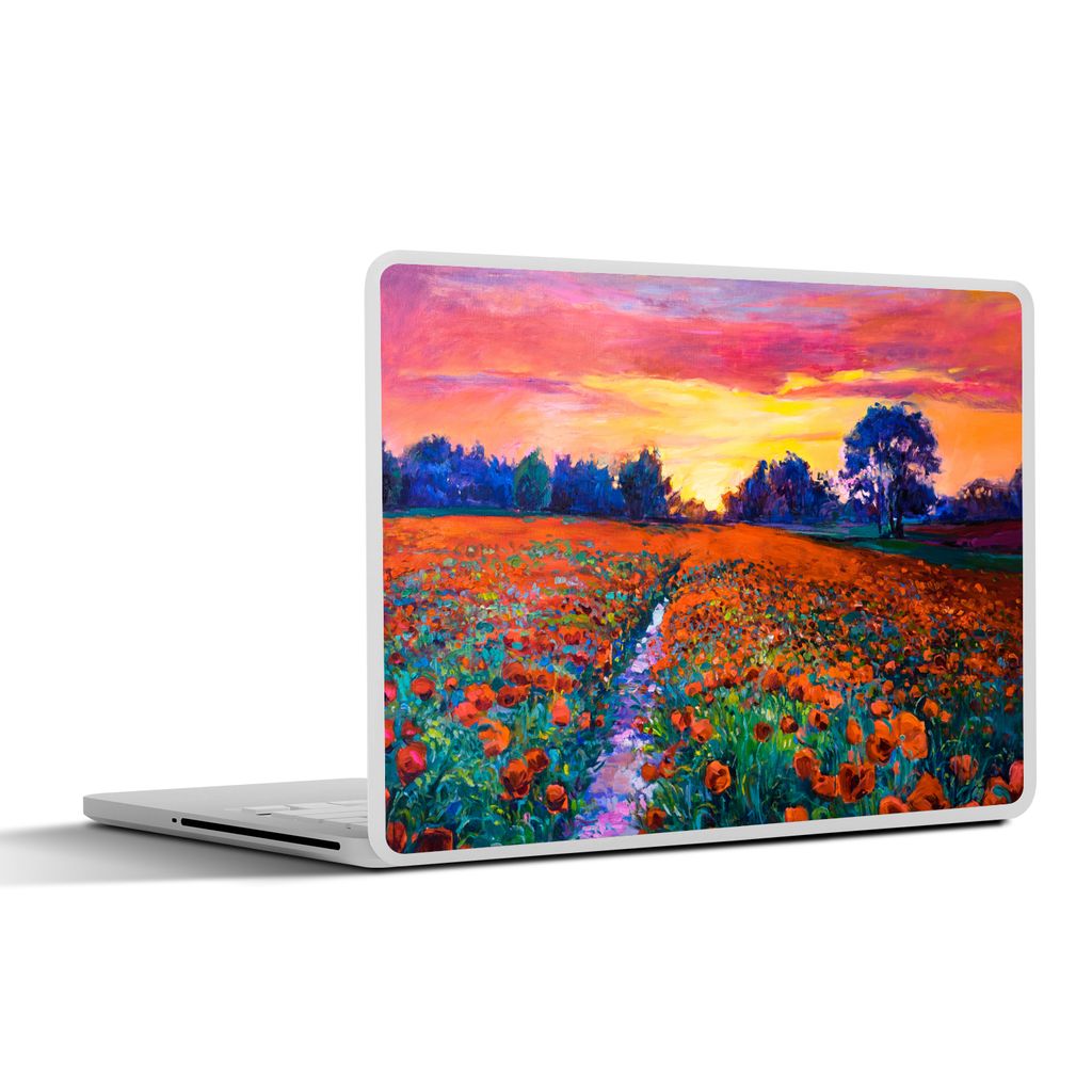 MuchoWow Laptop Aufkleber Sticker Cover Malerei - Natur - Blumen - Ölfarbe 25x18 cm - Laptop-Deko