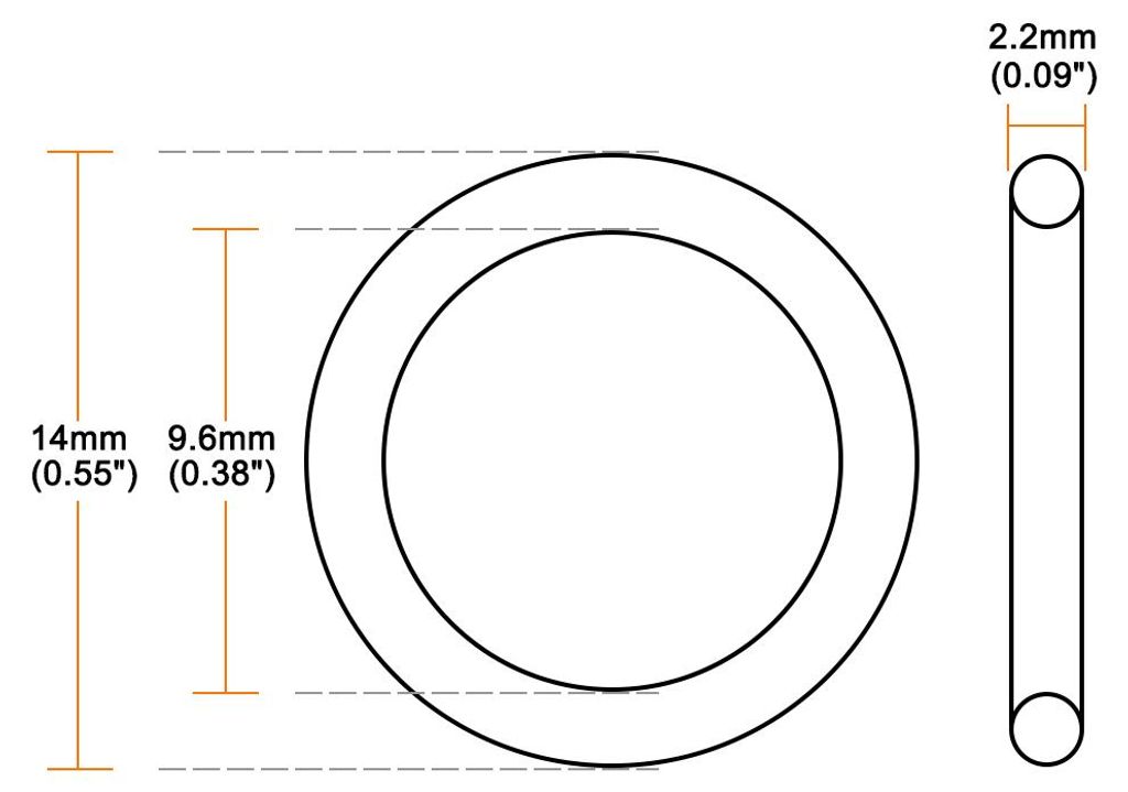 10 Stš¹ck Metrische Nitrilkautschuk O-Ringe Dichtung Gummi 14 mm Au?endurchm. 9.6 mm Innendurchm. 2.2mm Breite
