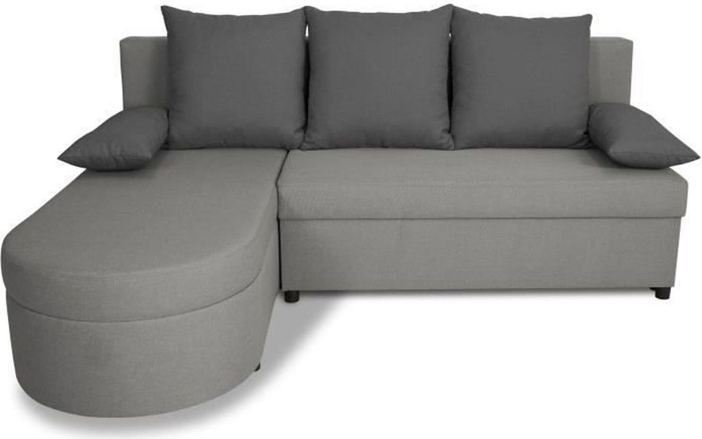 JEN 3-Sitzer-Wende-Ecksofa – grauer Stoff – 196 x 88 x 159 cm