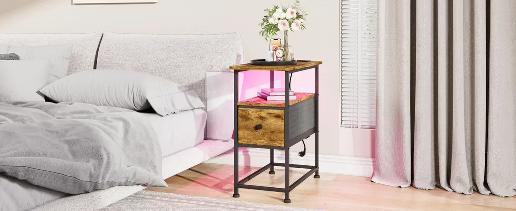 Set Di 2 Comodini Con Cassetto E Vano A Giorno 50 X 46 X 50 Cm MDF Marrone Dec035148 87868677