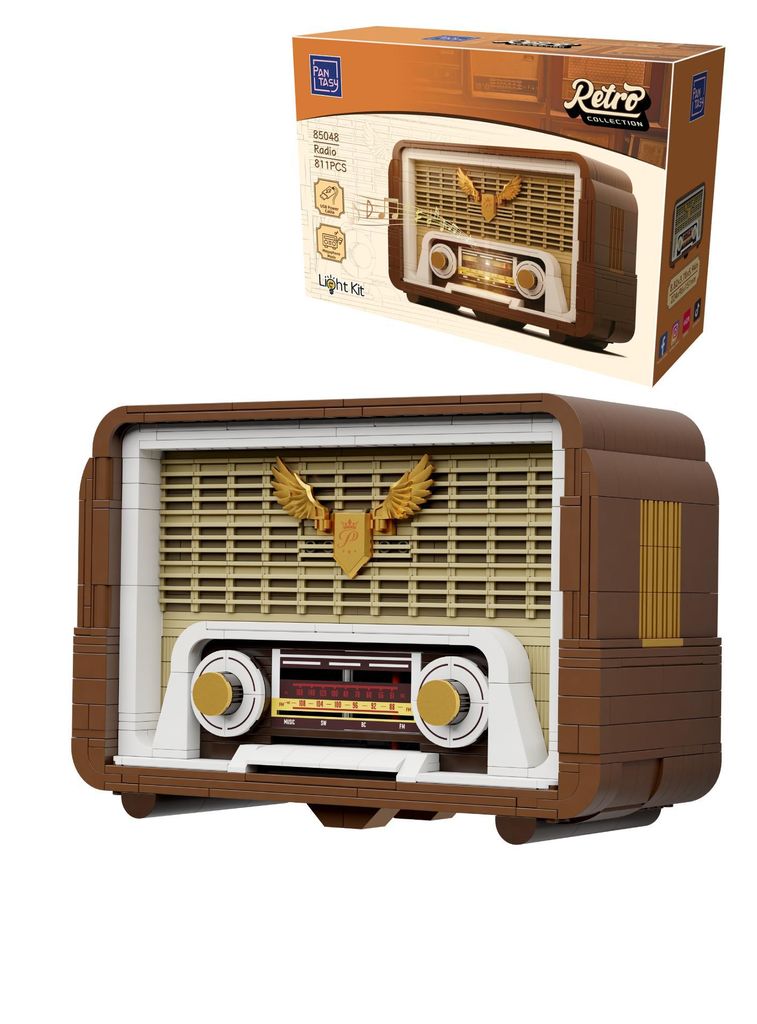 Pantasy 85048 Retro Radio 811 Teile mit Funktionen und Licht Klemmbausteine