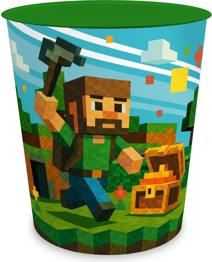 itenga Papierkorb für Kinder - Motiv Blockgame PIXEL - ca. 11 Liter